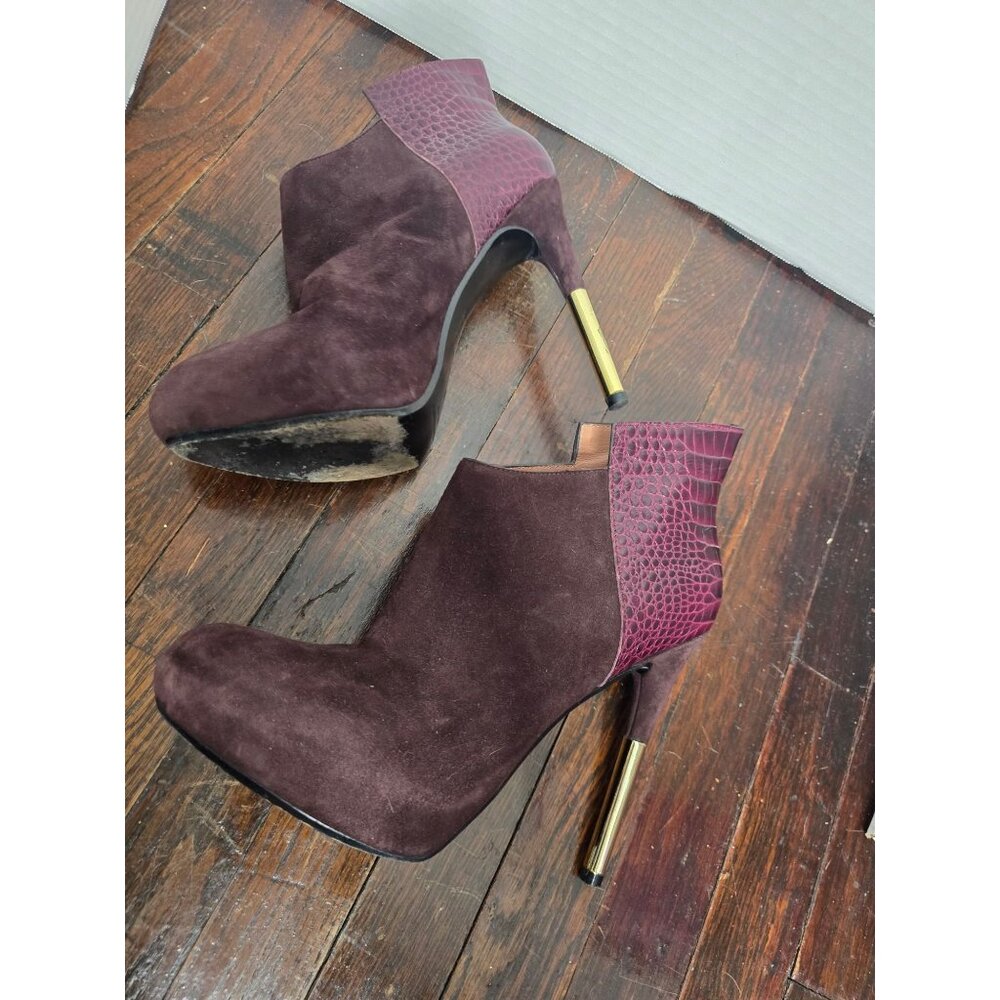 Sigerson Morrison Wine Suede Cut Out Python Stile… - image 4